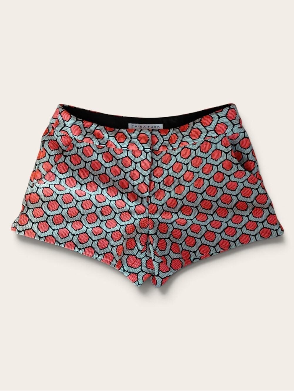 Trina Turk 'Corbin' Tan And Pink Geometric Jacquard Shorts